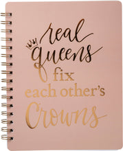 Load image into Gallery viewer, Real Queens Fix Each Other&#39;s Crowns Spiral Notebook in Blush
