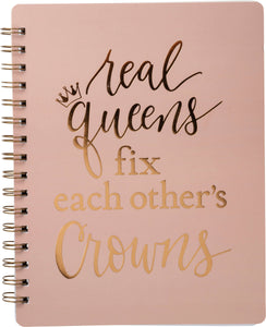 Real Queens Fix Each Other's Crowns Spiral Notebook in Blush