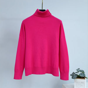 Solid Pullover Turtleneck Sweaters