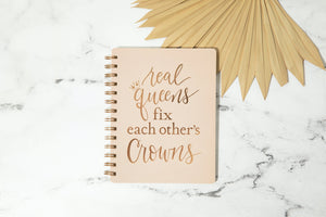 Real Queens Fix Each Other's Crowns Spiral Notebook in Blush