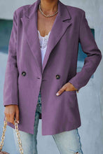Load image into Gallery viewer, Double Take Double-Breasted Padded Shoulder Blazer with Pockets
