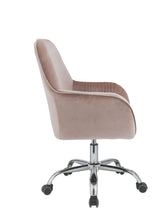 Load image into Gallery viewer, Stylish Mauve Rose Velvet Office Desk Chair on Wheels
