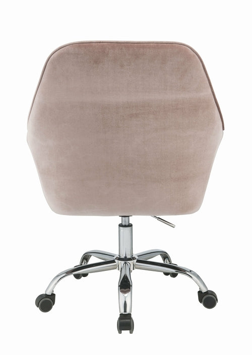 Stylish Mauve Rose Velvet Office Desk Chair on Wheels