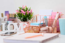 Load image into Gallery viewer, Stylish Rose Gold 6 Compartment Desk Organizer
