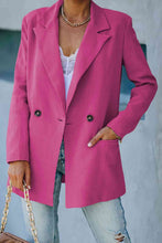 Load image into Gallery viewer, Double Take Double-Breasted Padded Shoulder Blazer with Pockets
