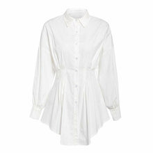 Load image into Gallery viewer, Batwing Sleeve White Mini Dress Pleated Blouse Shirt
