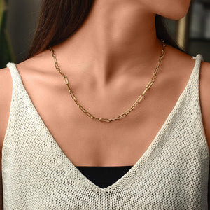 Long Linear Link Chain Necklace