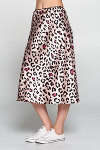 Leopard Print Satin Skirt