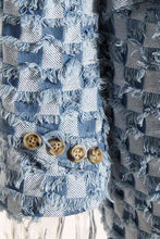Load image into Gallery viewer, Double Take Lapel Collar Fringe Detail Long Sleeve Denim Jacket

