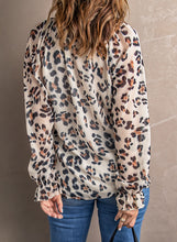 Load image into Gallery viewer, Leopard Button Down Ruched Flounce Sleeve Top
