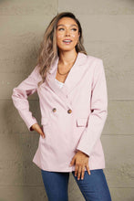 Load image into Gallery viewer, Double Take Double-Breasted Padded Shoulder Blazer with Pockets
