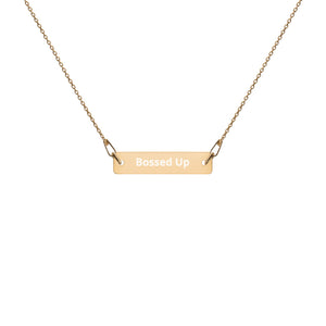 Engraved Silver Bar Chain Necklace