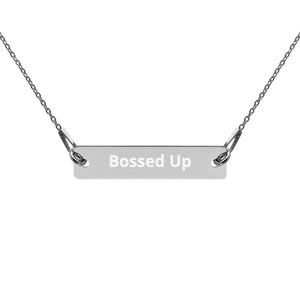 Engraved Silver Bar Chain Necklace